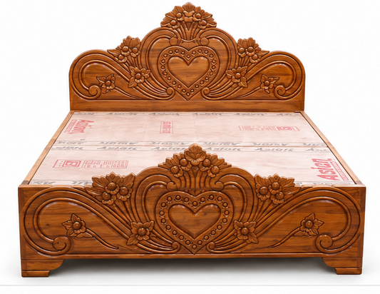 Solid Teak Wood King Box Bed with Storage
