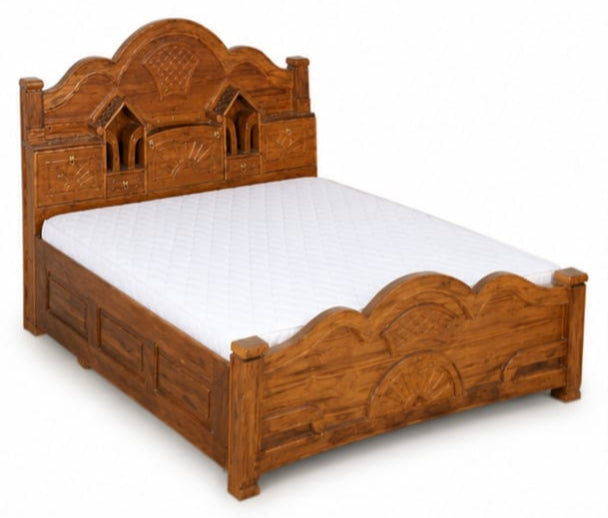 Solid Teak Wood Premium Counter Box Bed – Durable Melamine Glossy Finish