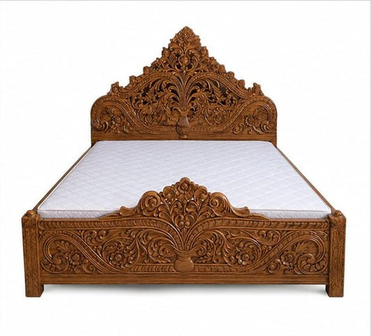 Solid Teak Wood King Box Bed with Storage